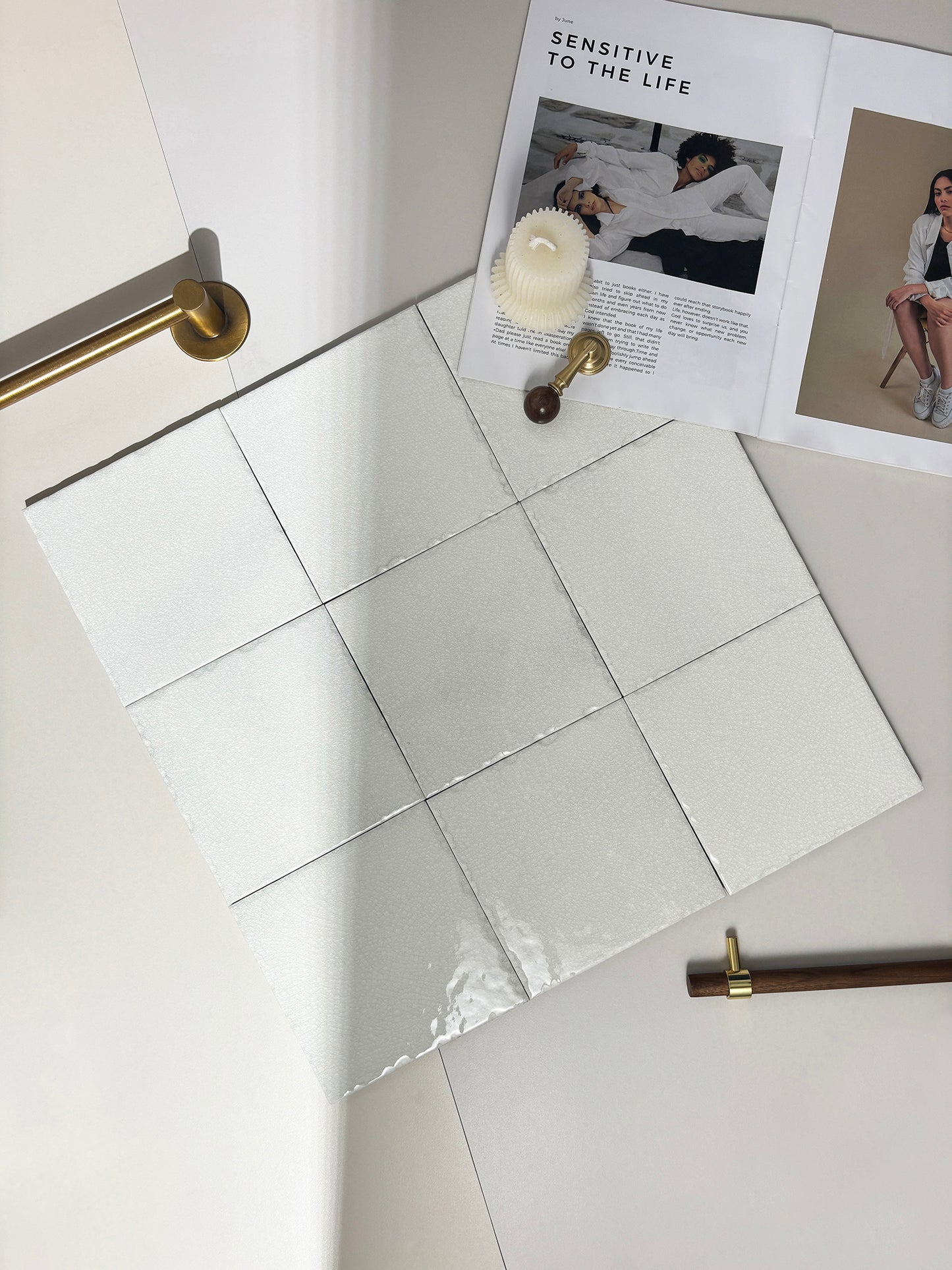 Ice Crack Ceramic Tiles 150x150mm - N-BL-1503 - Per Square Meter - Beige White Crackle Glaze Finish - GR.Mosaic Decorative Pattern (View 3)