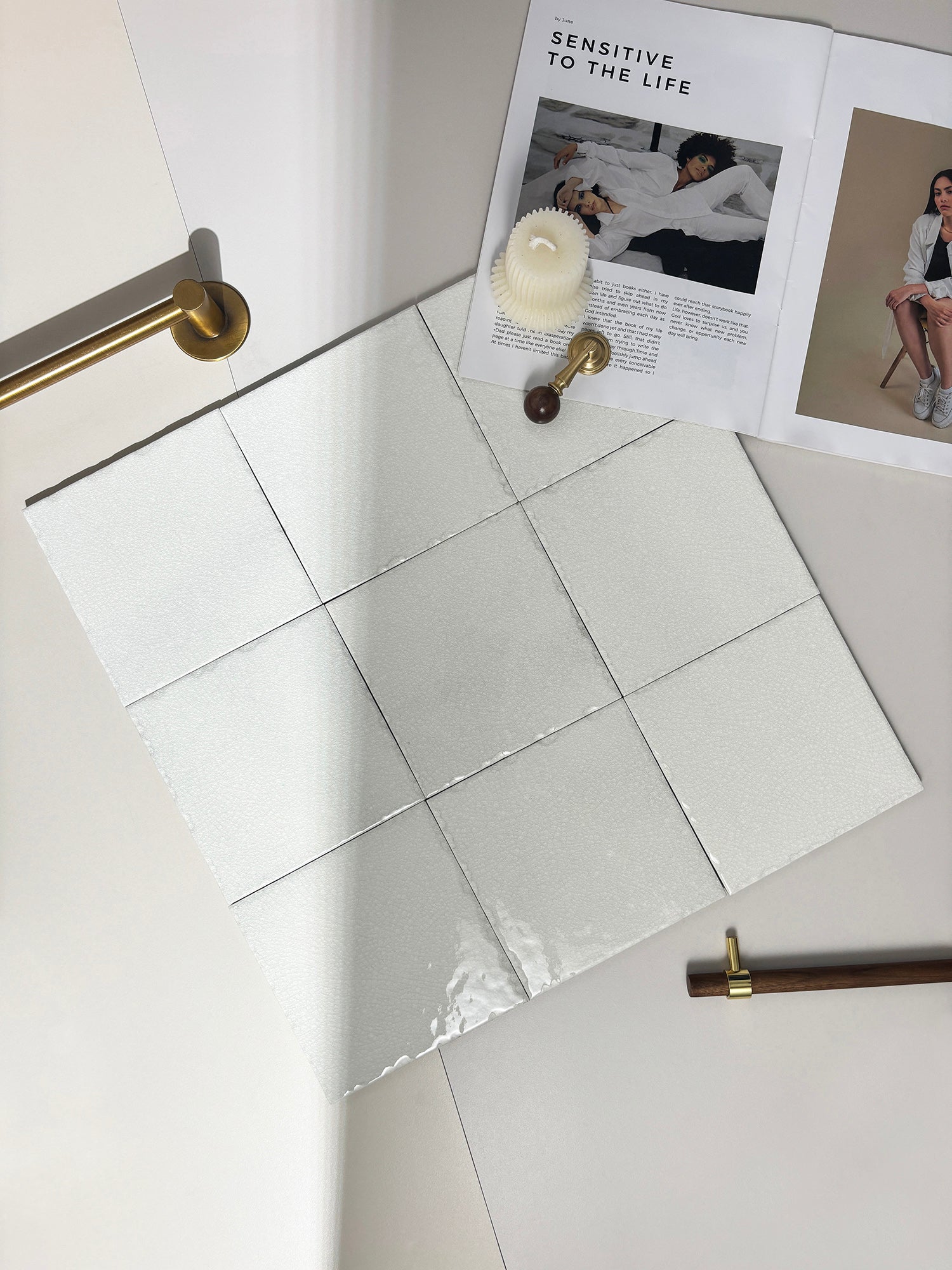 Ice Crack Ceramic Tiles 150x150mm - N-BL-1503 - Per Square Meter - Beige White Crackle Glaze Finish - GR.Mosaic Decorative Pattern (View 3)