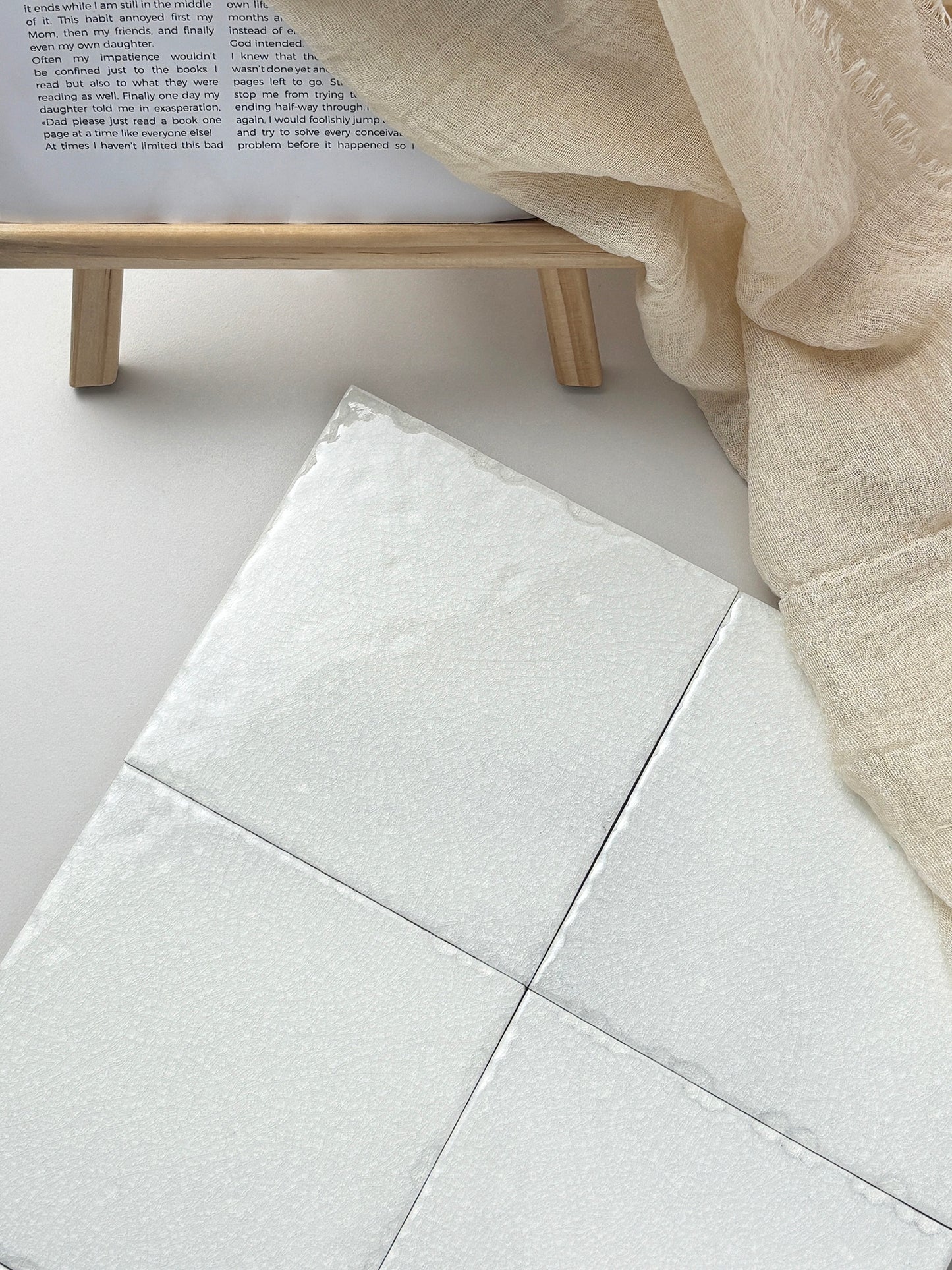 Ice Crack Ceramic Tiles 150x150mm - N-BL-1503 - Per Square Meter - Beige White Crackle Glaze Finish - GR.Mosaic Decorative Pattern (View 7)