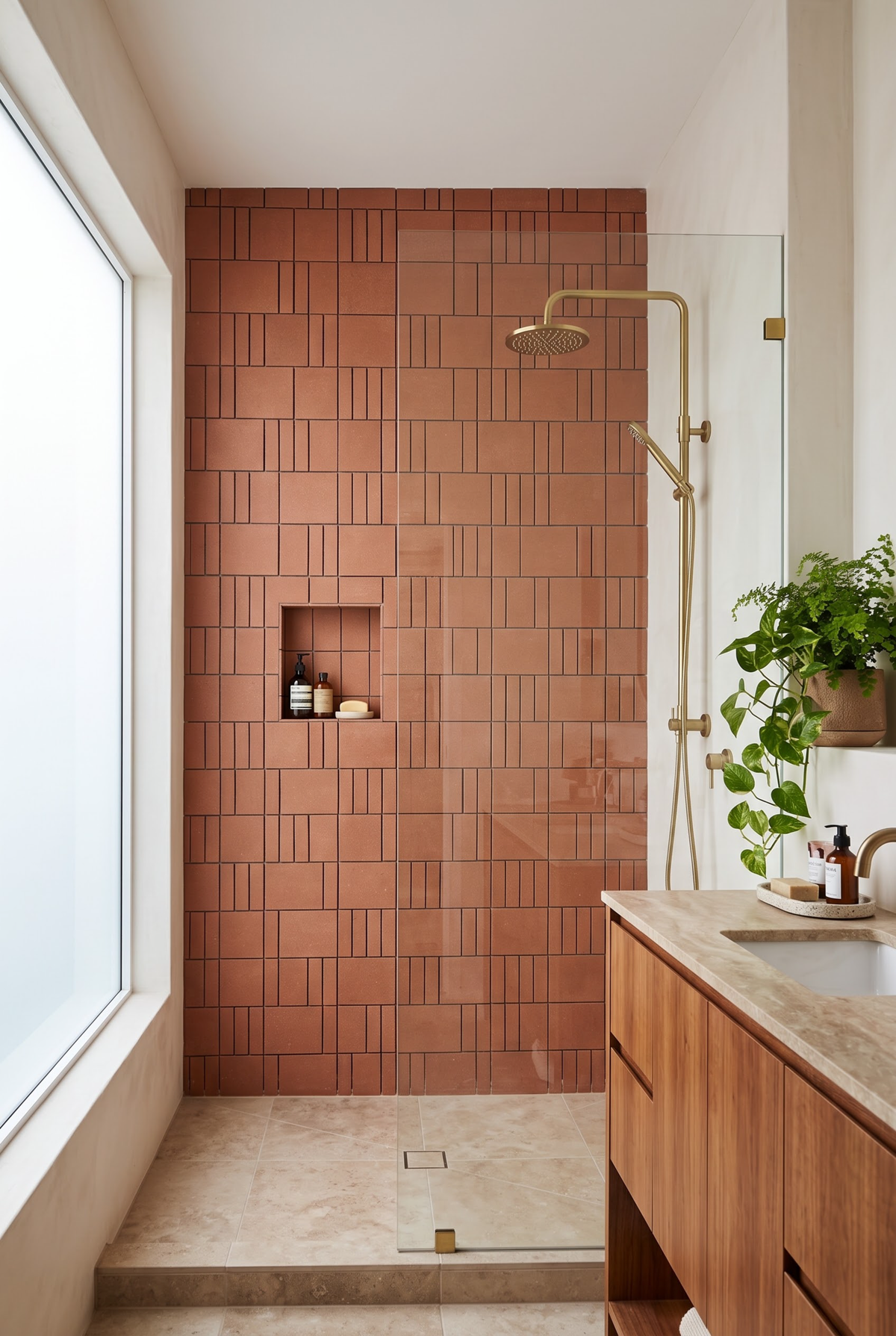 Mixed Brick Paver terracotta mosaic tile installed - YH23004
