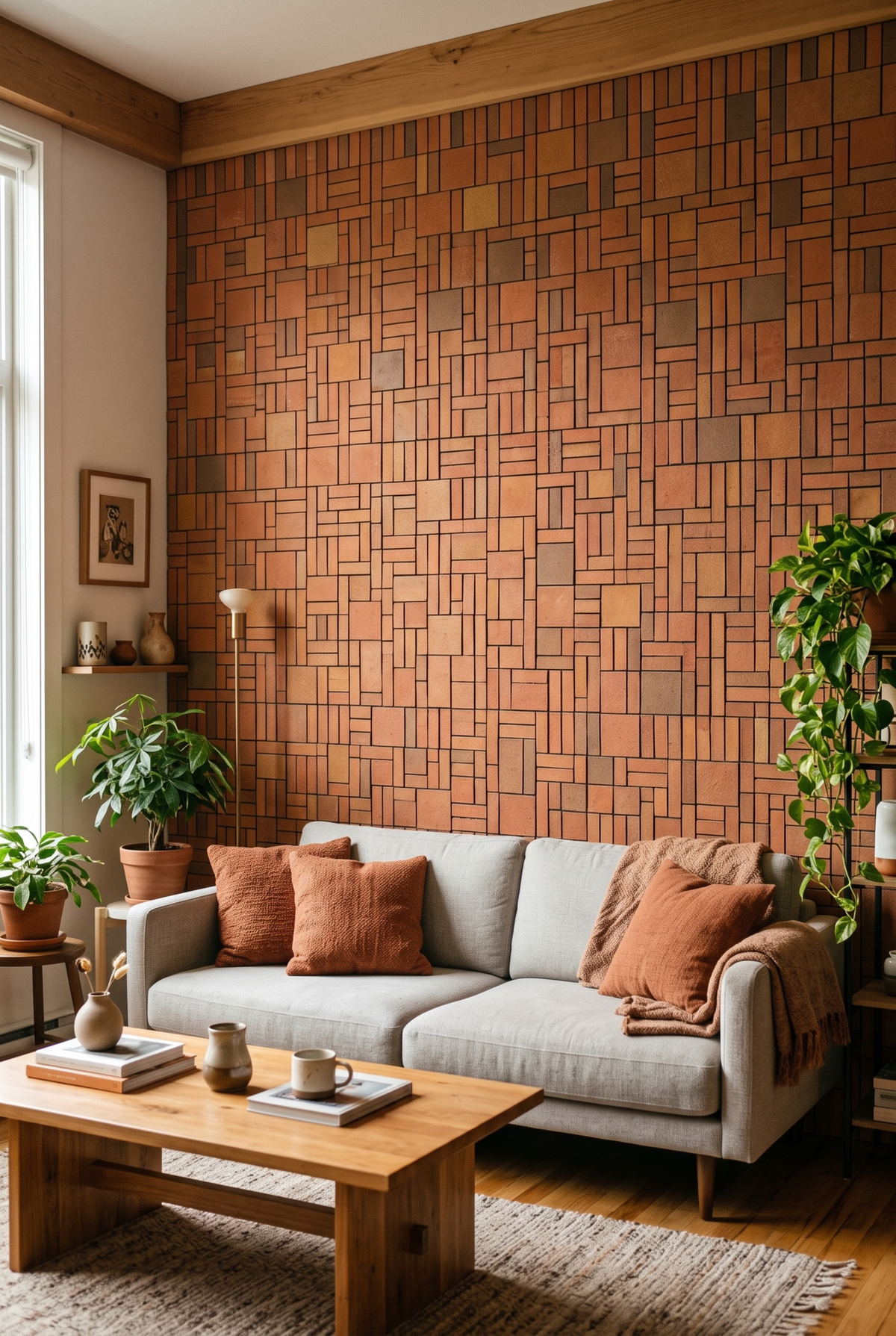 Mixed Brick Paver terracotta mosaic tile installed - YH23004Y