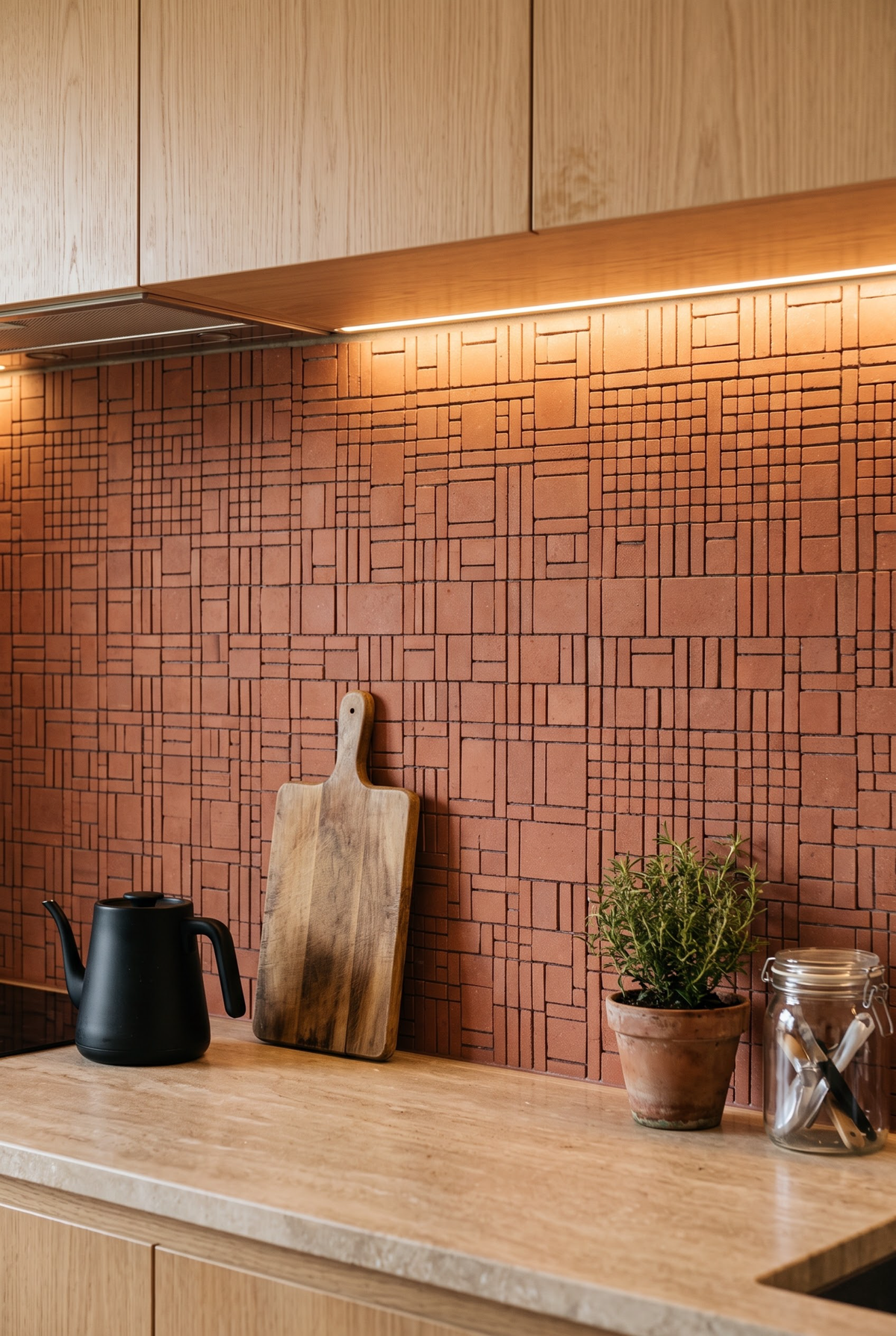 Mixed Brick Paver terracotta mosaic tile installed - YH23005