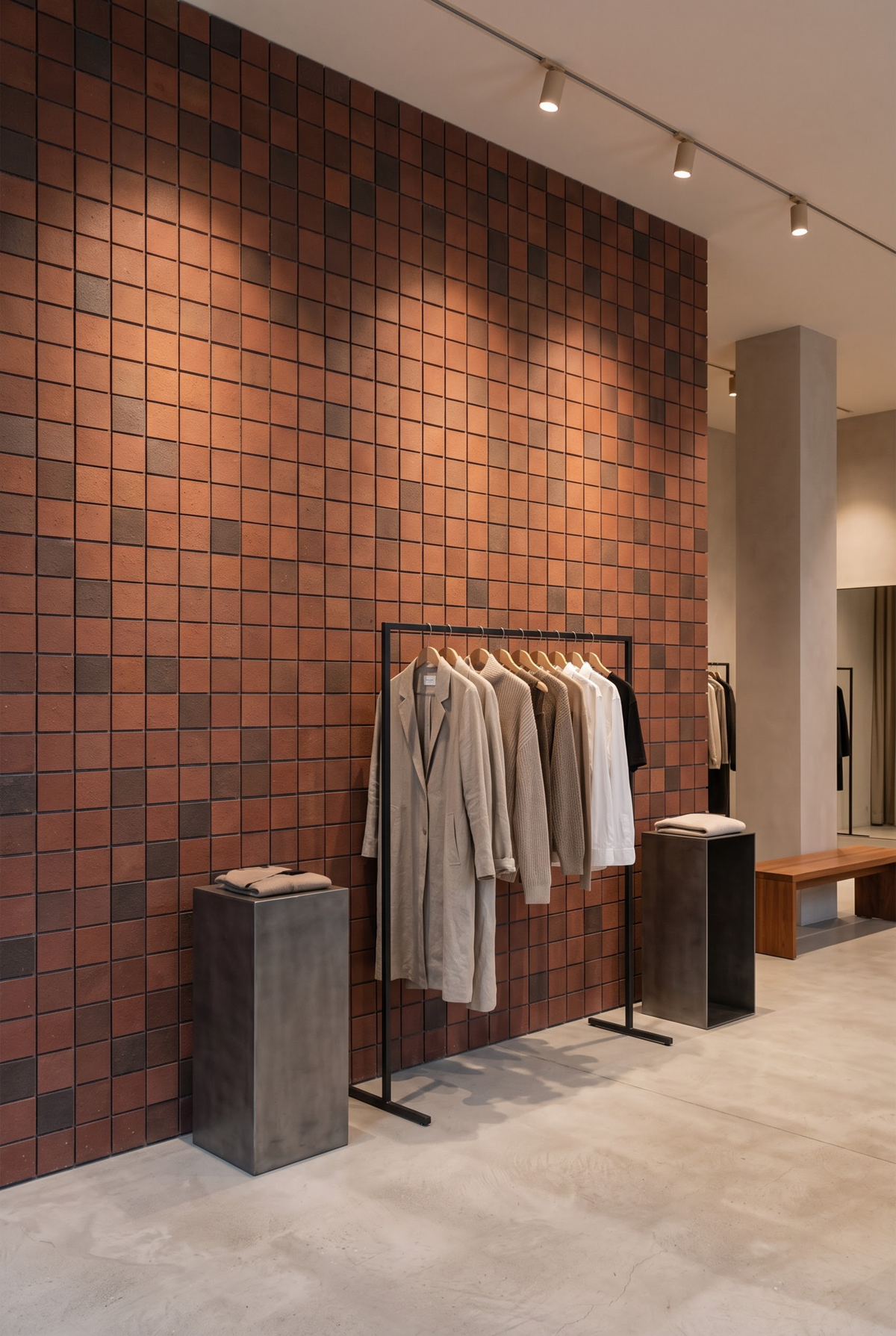 Square Clay terracotta mosaic tile installed - YH48006Y