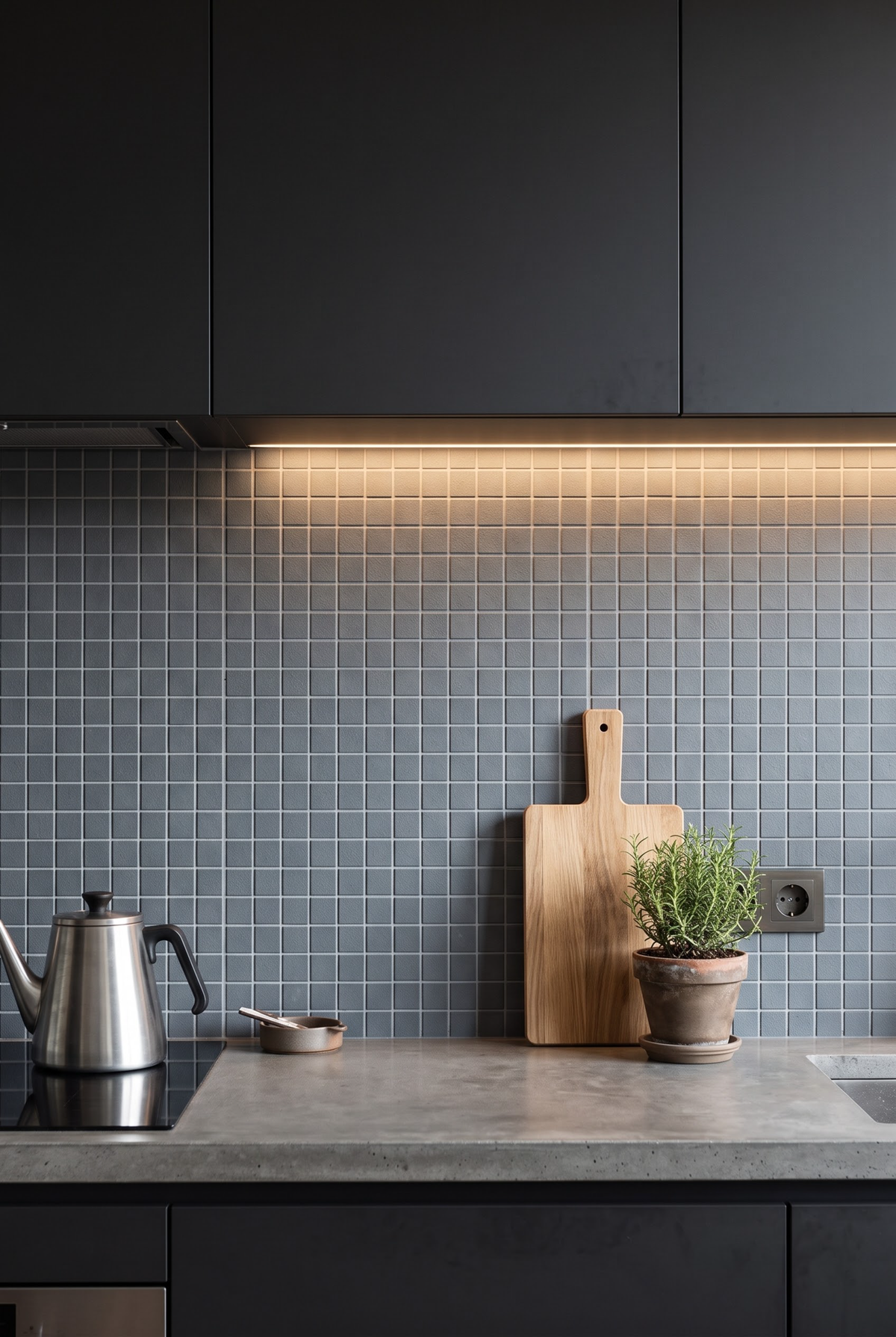Square Clay terracotta mosaic tile installed - YH480092