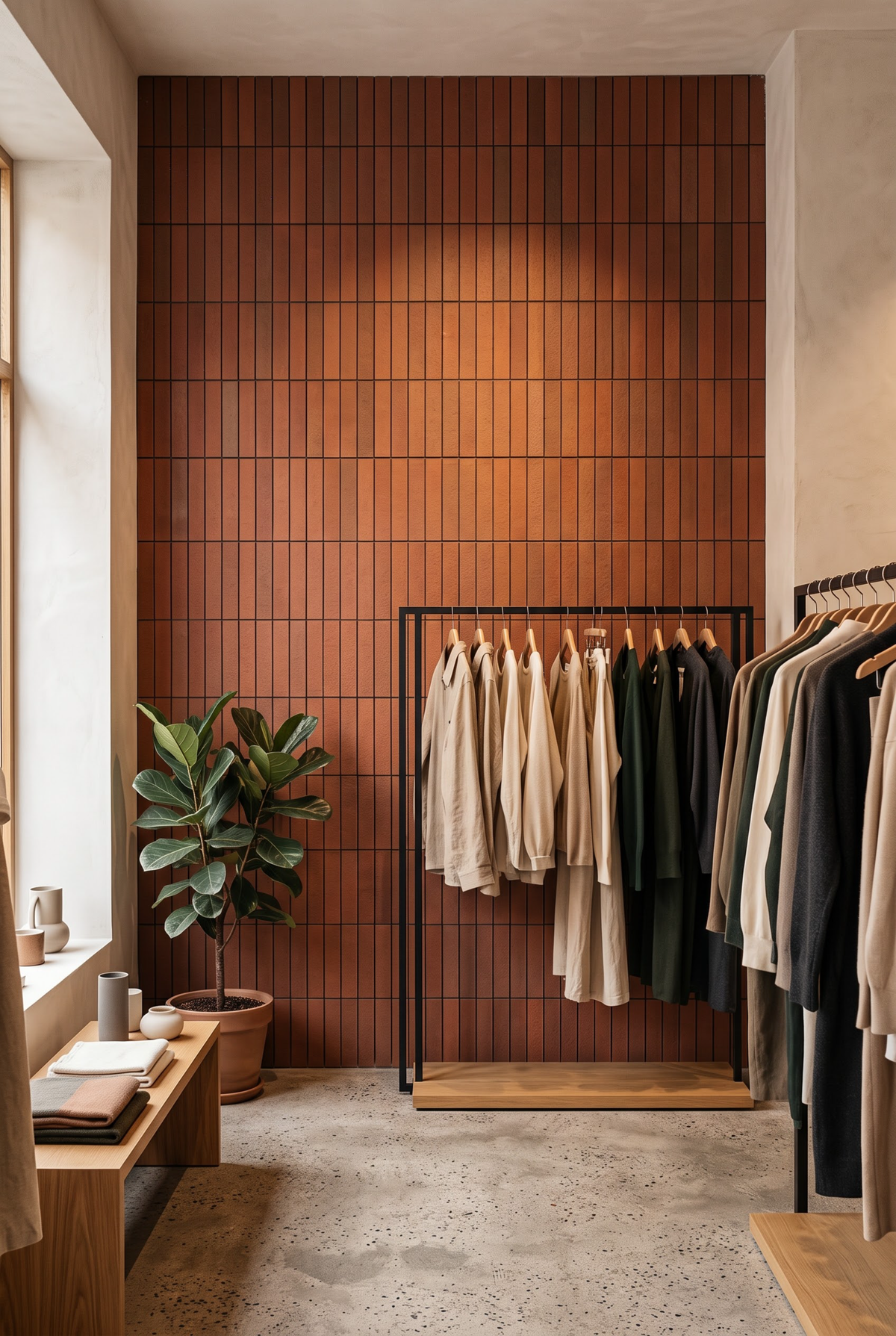 Textured Strip terracotta mosaic tile installed - YH503006Y