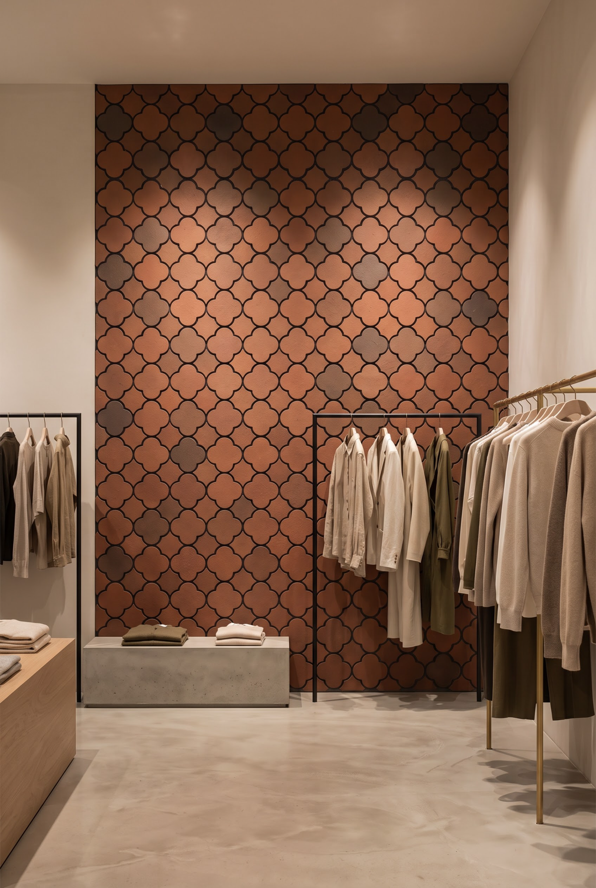 Four-Leaf Clover terracotta mosaic tile installed - YH65006Y