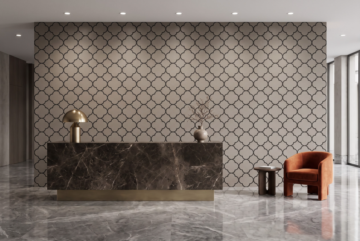 Four-Leaf Clover terracotta mosaic tile installed - YH65009