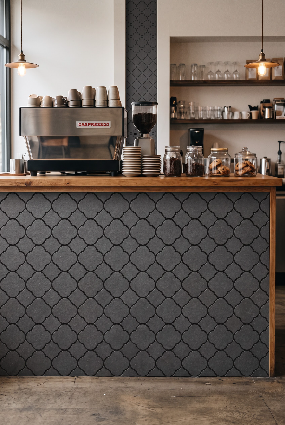 Four-Leaf Clover terracotta mosaic tile installed - YH650093