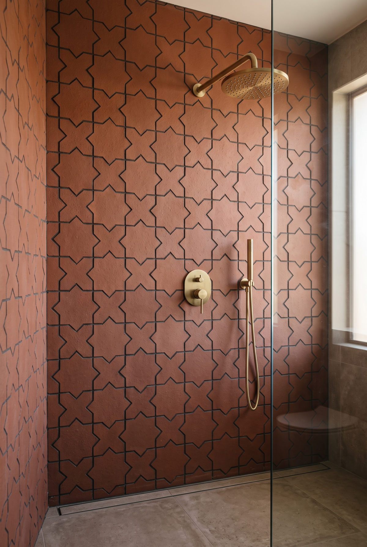 Star terracotta mosaic tile installed - YH75006