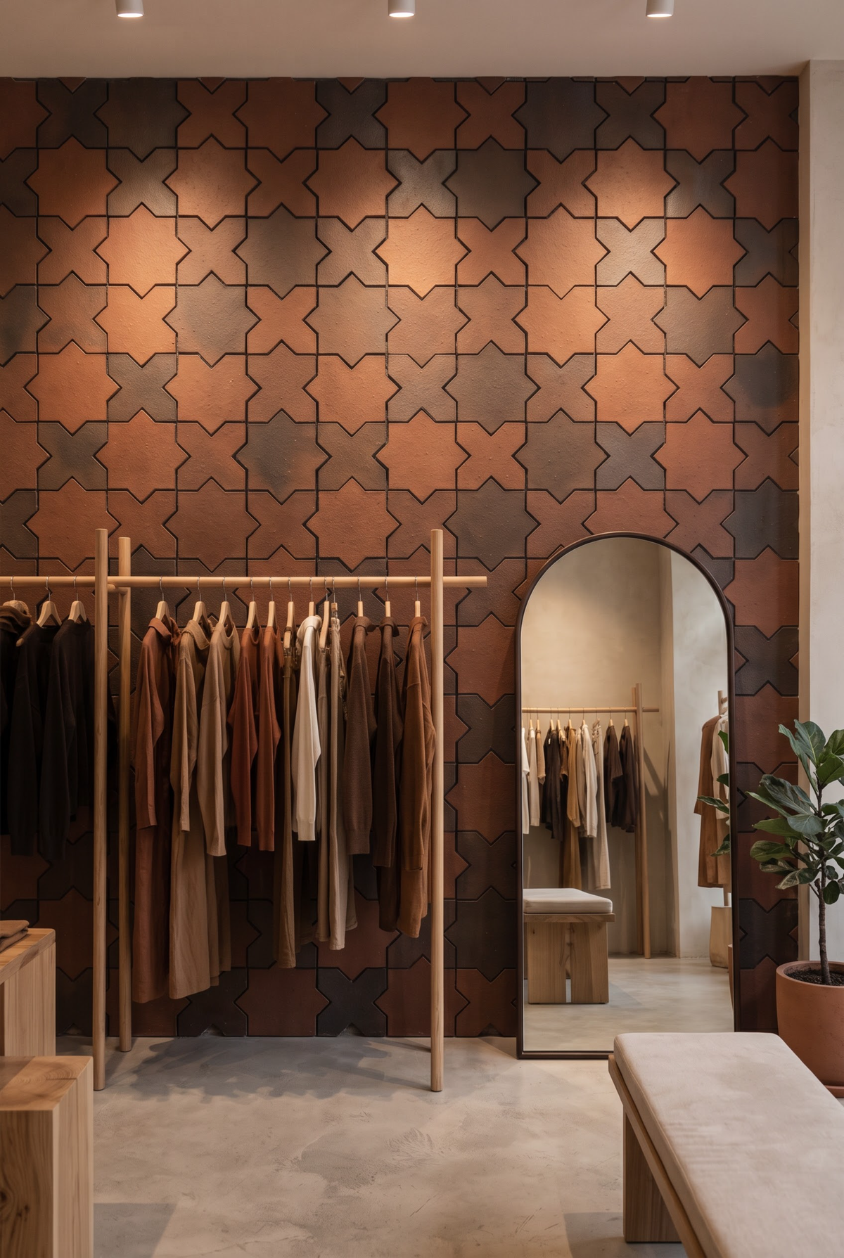 Star terracotta mosaic tile installed - YH75006Y