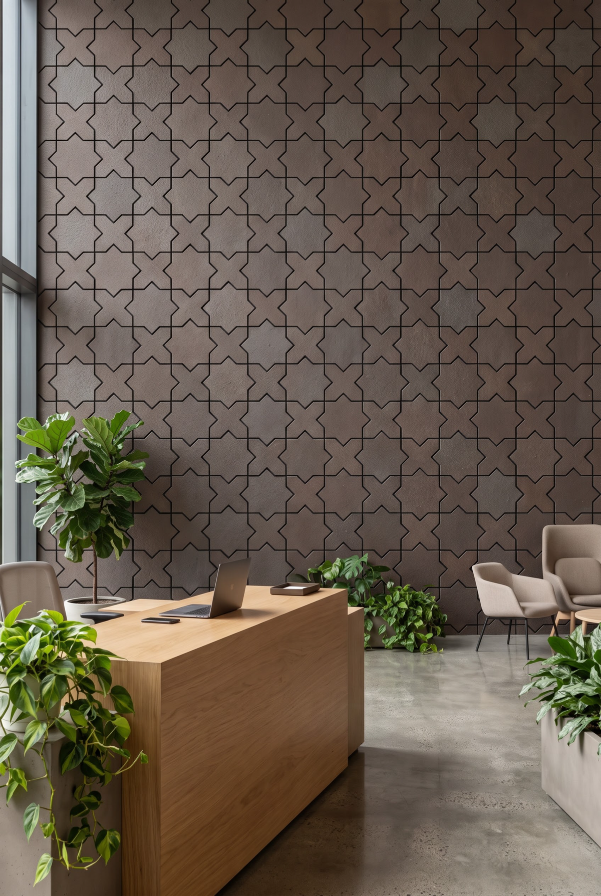 Star terracotta mosaic tile installed - YH75007Y
