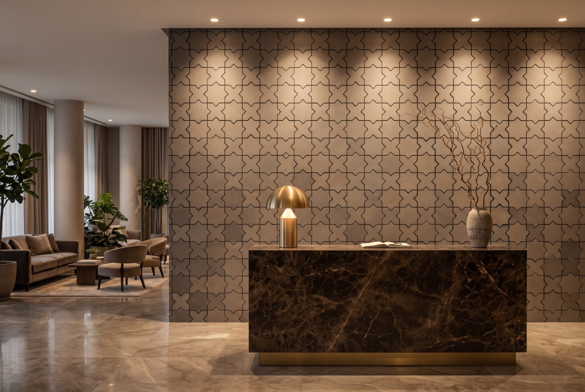 Star terracotta mosaic tile installed - YH75009