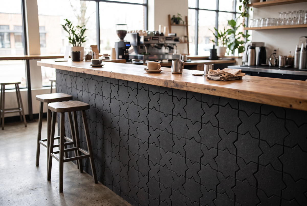 Star terracotta mosaic tile installed - YH750093