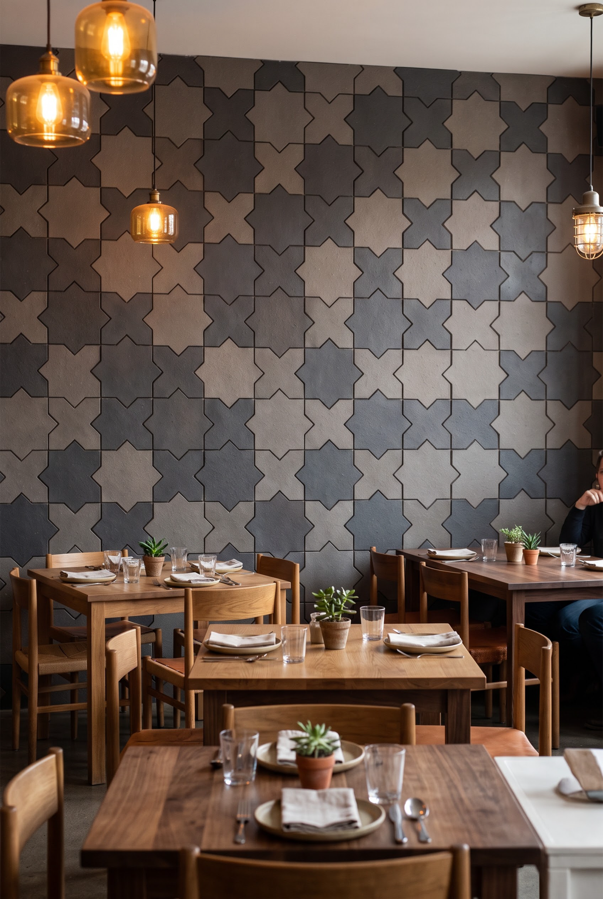 Star terracotta mosaic tile installed - YH75009Y