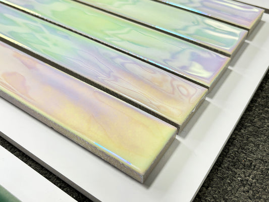 Handmade Kiln-fired Brick 40x250mm - Per Square Meter (100pcs)- Pearl Iridescent Finish N4512/