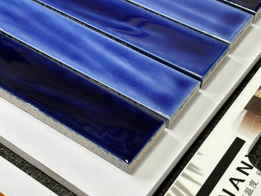 Handmade Kiln-fired Brick 40x250mm - Per Square Meter (100pcs) - Deep Sea Blue Gradient Finish N42509
