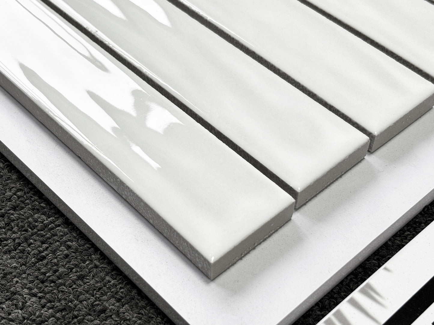 Handmade Kiln-fired Brick 40x250mm - Per Square Meter (100pcs) - Pure White Finish N42501
