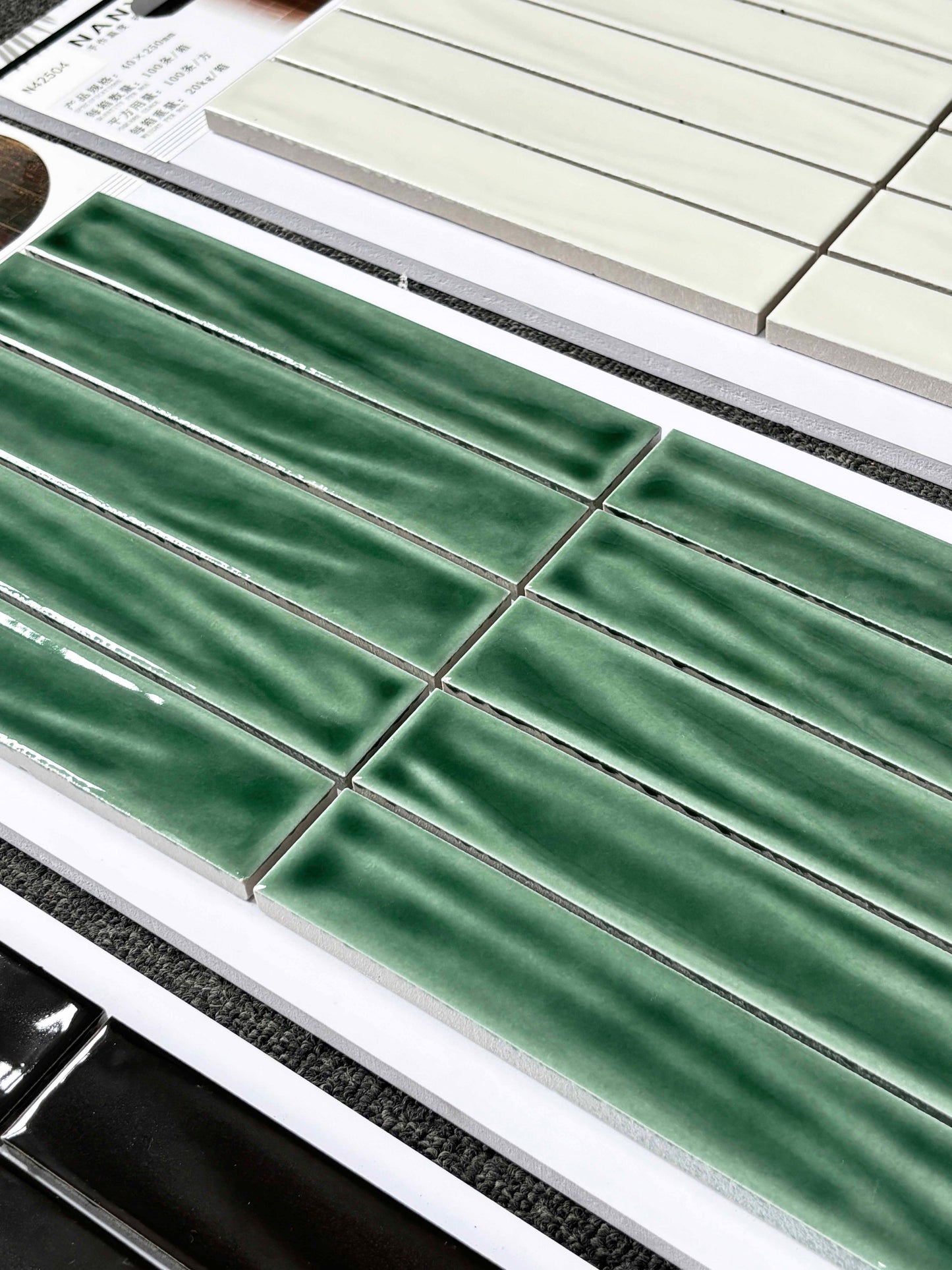 Handmade Kiln-fired Brick 40x250mm - Per Square Meter (100pcs) - Deep Forest Green N42503