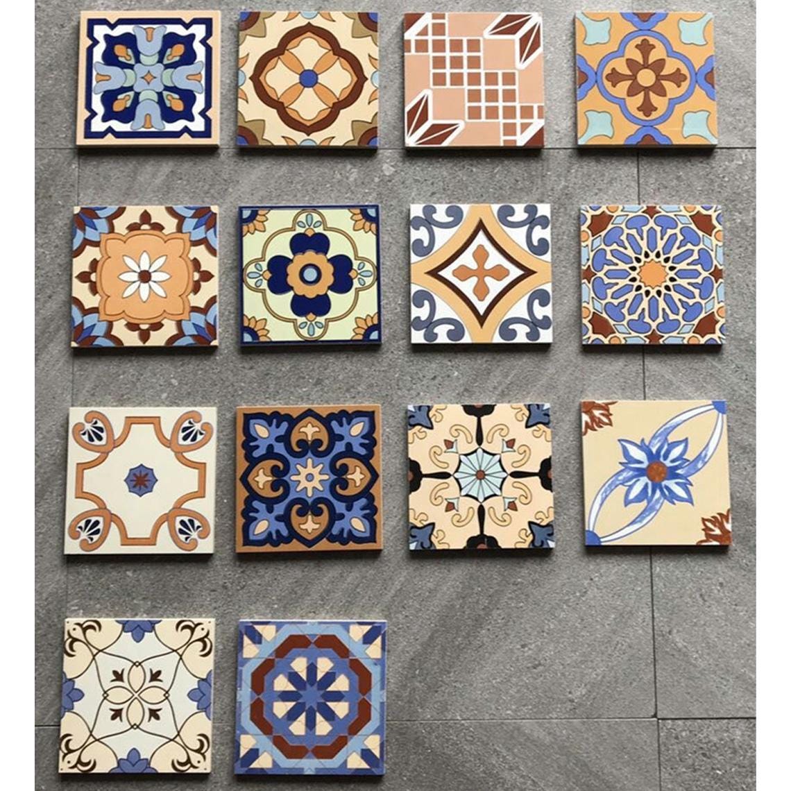 Handmade Floral Ceramic Tiles 15x15cm (6x6) - Glazed Art Nouveau Kitchen Backsplash & Wall Decor - GR.Mosaic Decorative Pattern (View 5)