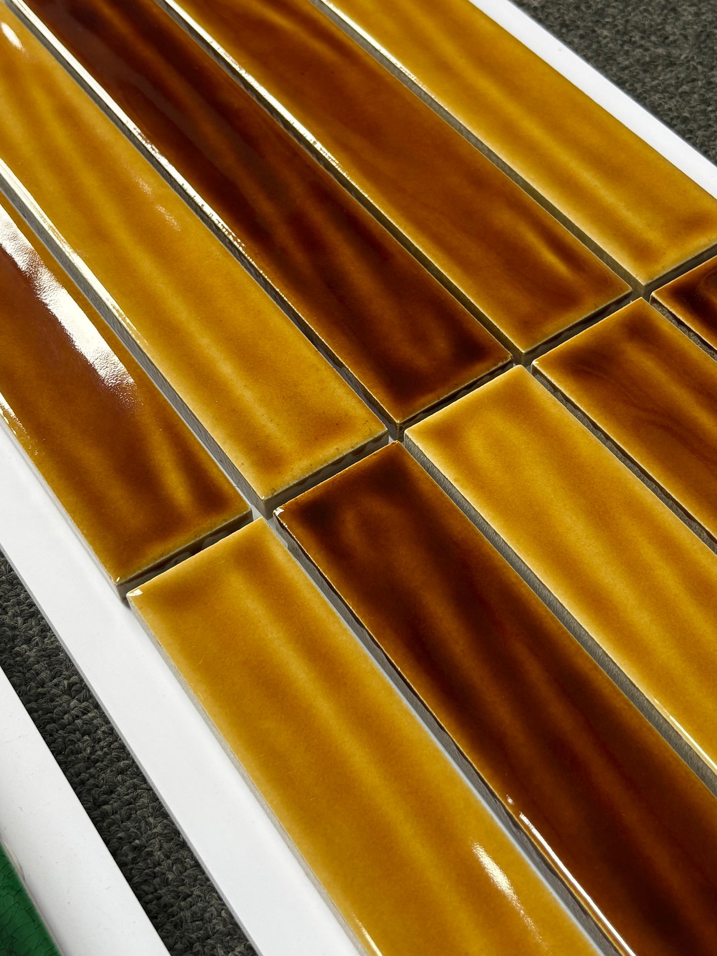 Handmade Kiln-fired Brick 40x250mm - Per Square Meter (100pcs) - Amber Honey Gradient Finish N42508