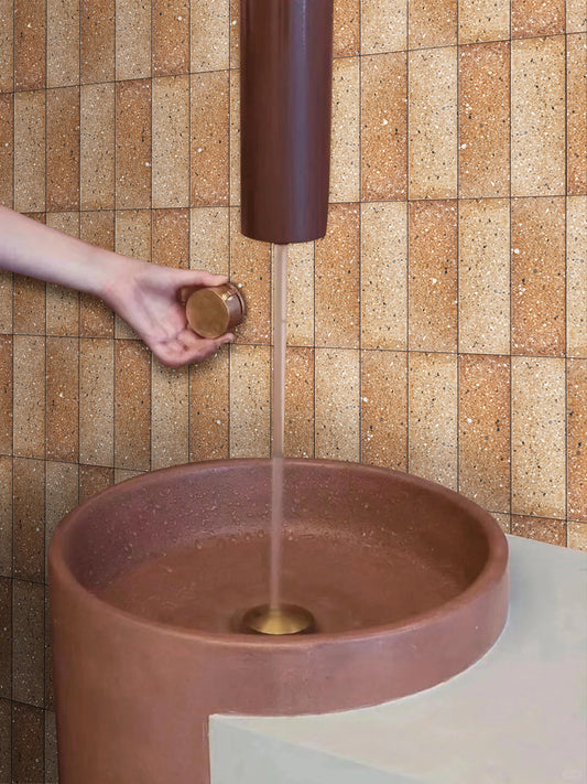 Mixed-Color Clay Brick Tiles 65x230mm - TBZ-HS Series - Per Square Meter - Natural Stone Aggregate Finish