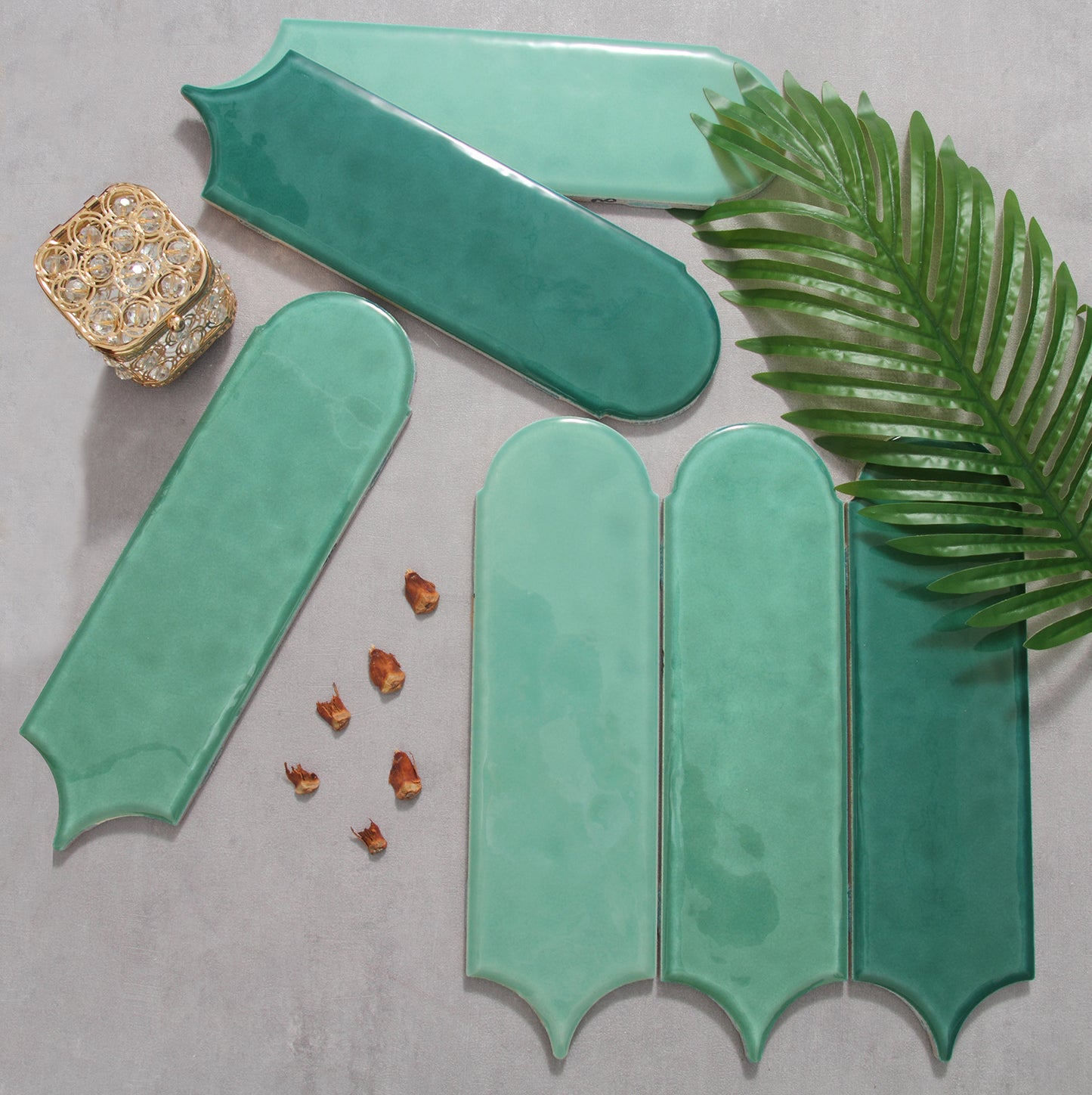 Feather Ceramic Tiles 90x308mm - Per Square Meter - Turquoise Finish - YM930-04 - GR.Mosaic Decorative Pattern (View 7)