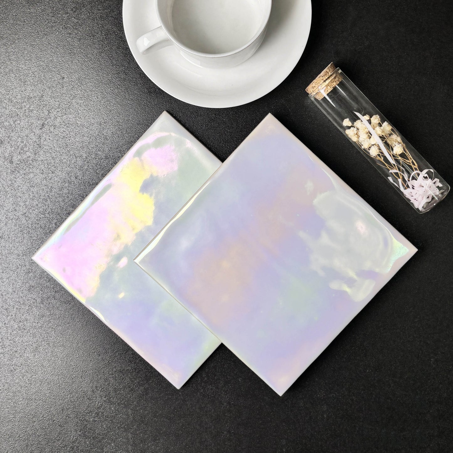 Iridescent Ceramic Tiles - Pearl Rainbow Holographic Finish -150mm x 150mm- Per Square Meter-1501HC