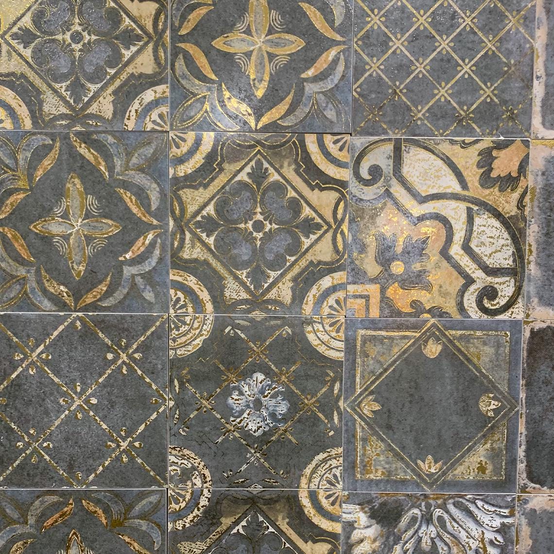 Gilded Gold Ceramic Tiles 200x200mm - Moroccan Mid-Century Wall & Floor Tiles (25 Pieces / 1㎡) - GR.Mosaic Decorative Pattern (View 8)