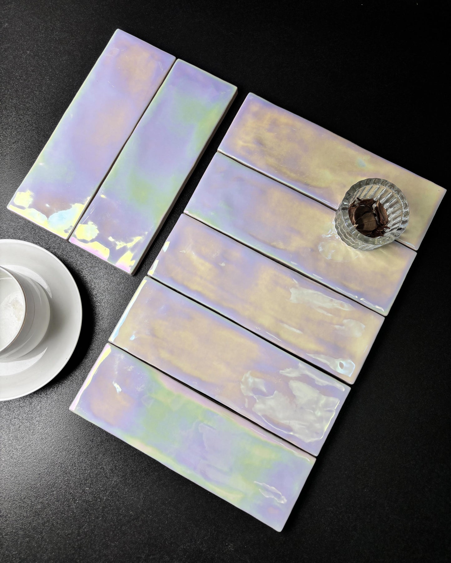 Iridescent Ceramic Tiles 65x200mm - Per Square Meter - Vibrant Rainbow Holographic Finish - NL6501HC