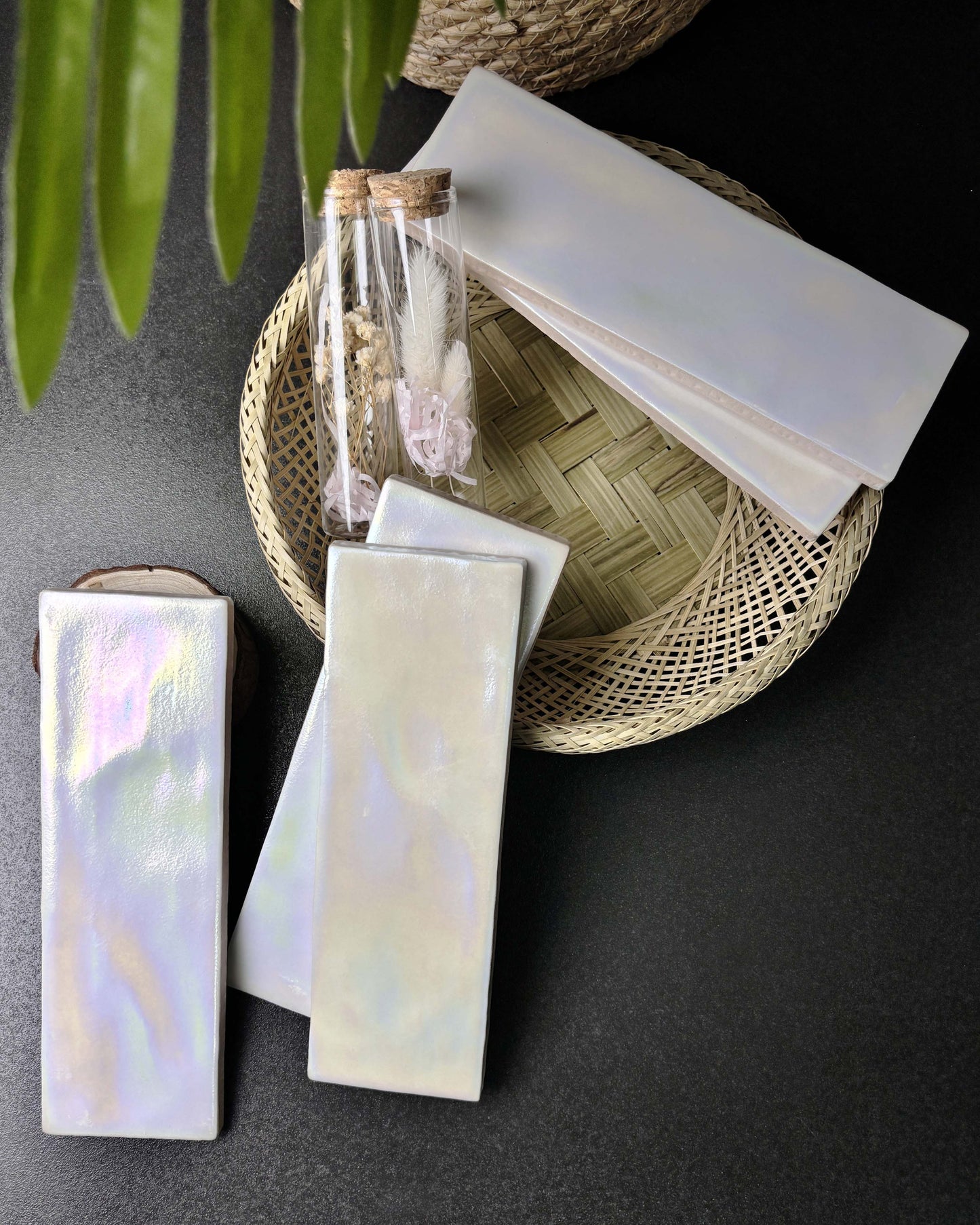 Iridescent Ceramic Tiles 65x200mm - Per Square Meter - Vibrant Rainbow Holographic Finish - NJ01HC