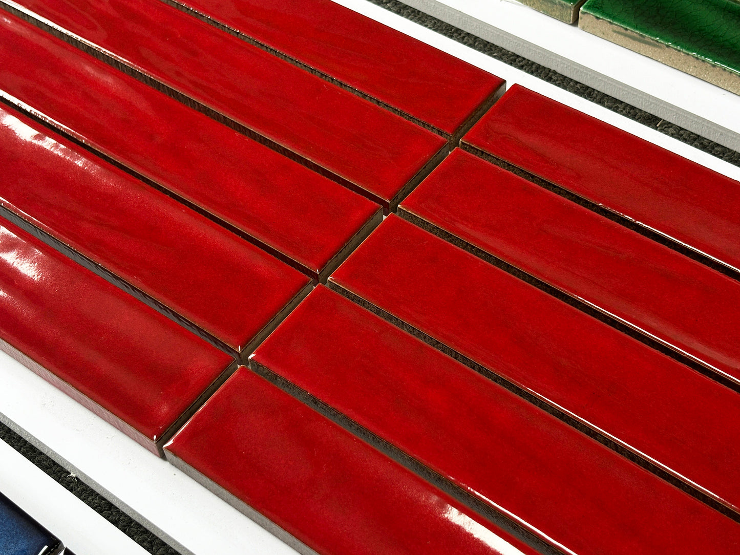 Handmade Kiln-fired Brick 40x250mm - Per Square Meter (100pcs) - Deep Crimson Red Finish N42506