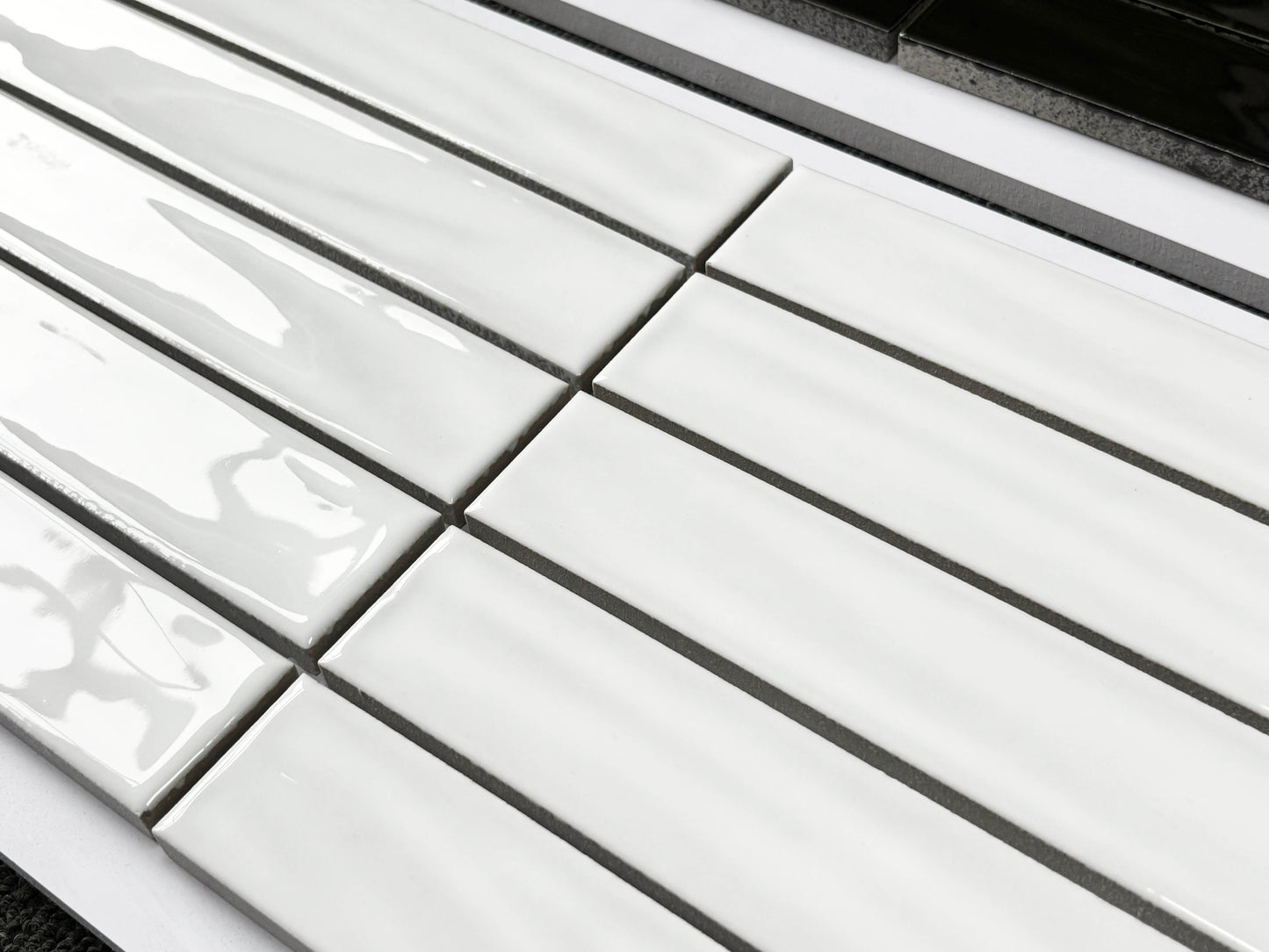 Handmade Kiln-fired Brick 40x250mm - Per Square Meter (100pcs) - Pure White Finish N42501