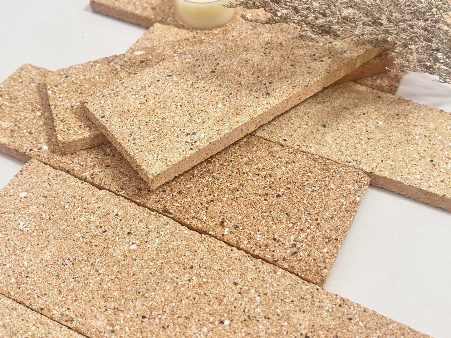 Trapezoidal Clay Brick Tiles 63x200mm - T-TTZ Series - Per Square Meter - Natural Sandy Beige Finish