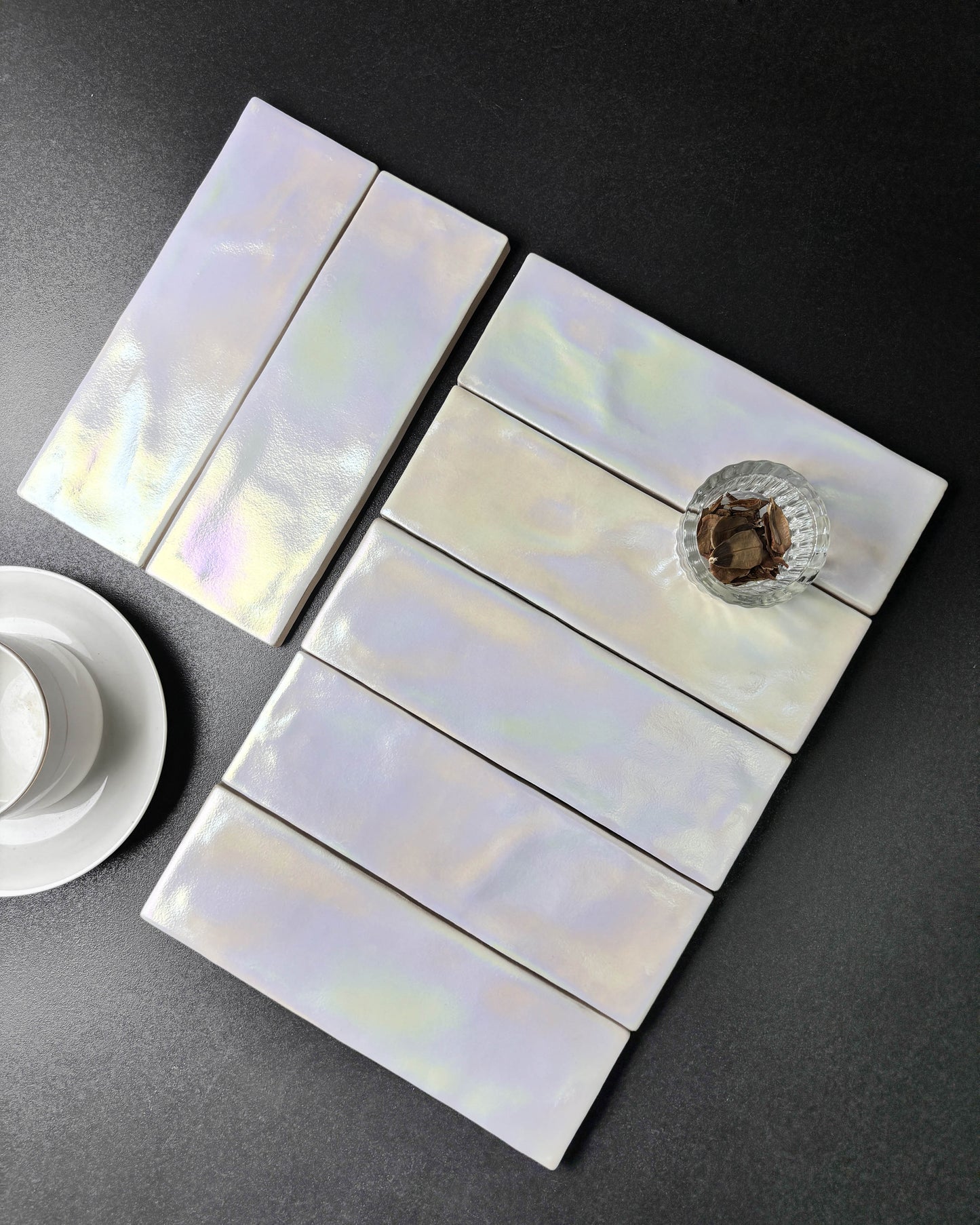 Iridescent Ceramic Tiles 65x200mm - Per Square Meter - Vibrant Rainbow Holographic Finish - NJ01HC