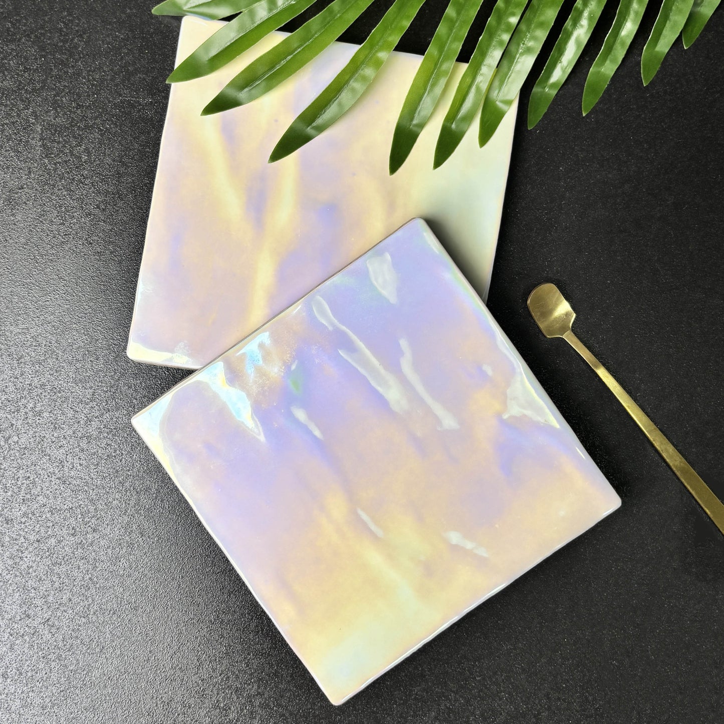 Iridescent Ceramic Tiles 132x132mm - Per Square Meter - Gentle Pearl Rainbow Holographic Finish - NL1301HC