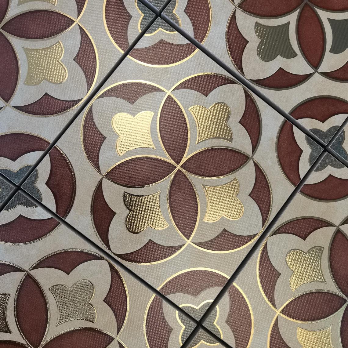 Gilded Gold Ceramic Tiles 200x200mm - Moroccan Mid-Century Wall & Floor Tiles (25 Pieces / 1㎡) - GR.Mosaic Decorative Pattern (View 2)