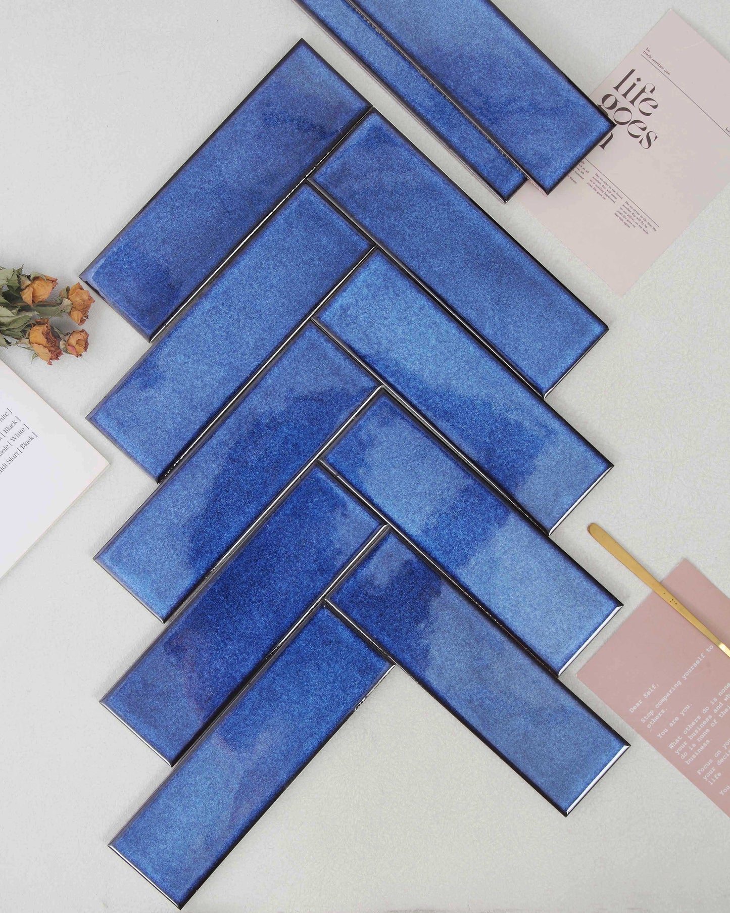 Ice Crack Kiln Change Ceramic Tiles 60x200mm - Per Square Meter - Blue Sky Gradient Finish - N-YB-62016