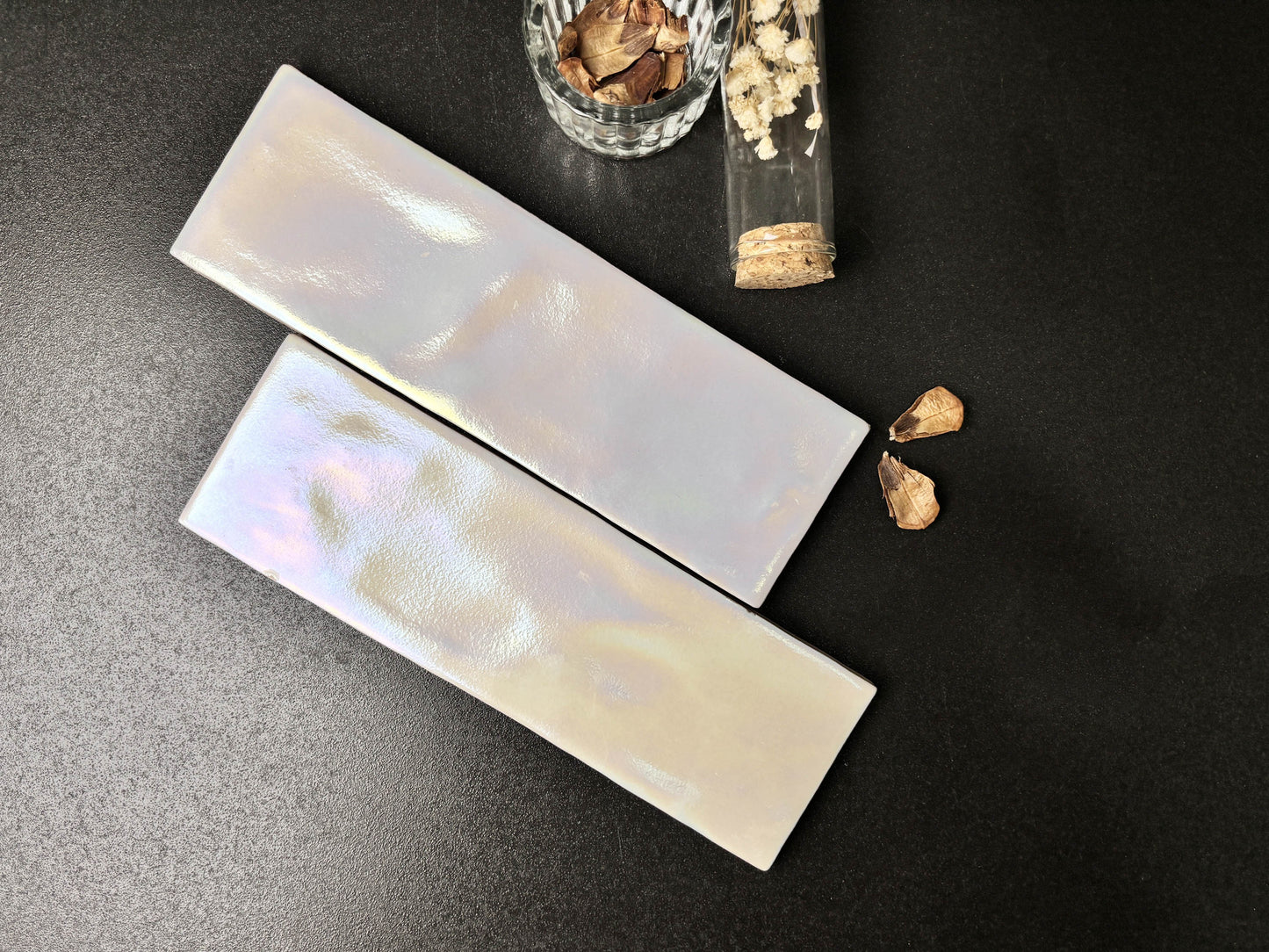 Iridescent Ceramic Tiles 65x200mm - Per Square Meter - Vibrant Rainbow Holographic Finish - NJ01HC