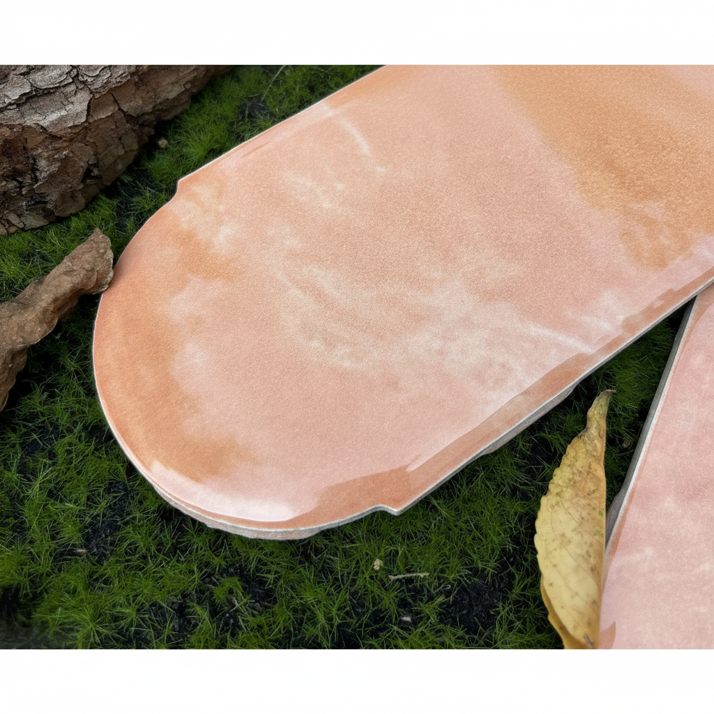 Feather Ceramic Tiles 90x308mm - Per Square Meter - Coral Pink Finish - YM930-19 - GR.Mosaic Decorative Pattern (View 4)