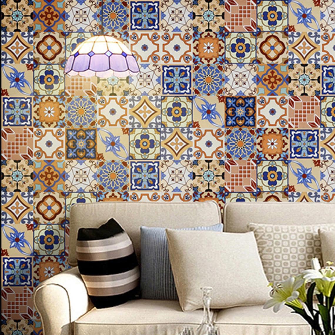 Handmade Floral Ceramic Tiles 15x15cm (6x6) - Glazed Art Nouveau Kitchen Backsplash & Wall Decor - GR.Mosaic Decorative Pattern (View 1)
