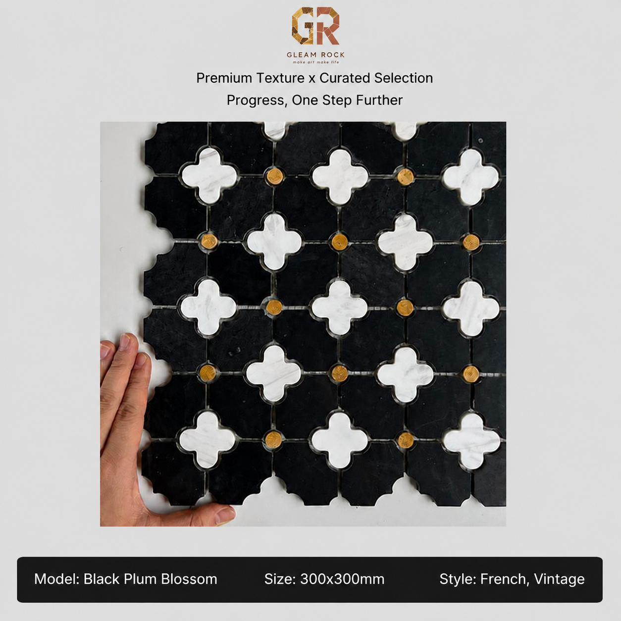 French Vintage Stone Plum Blossom Mosaic Tile - SKU 2 - GR.Mosaic