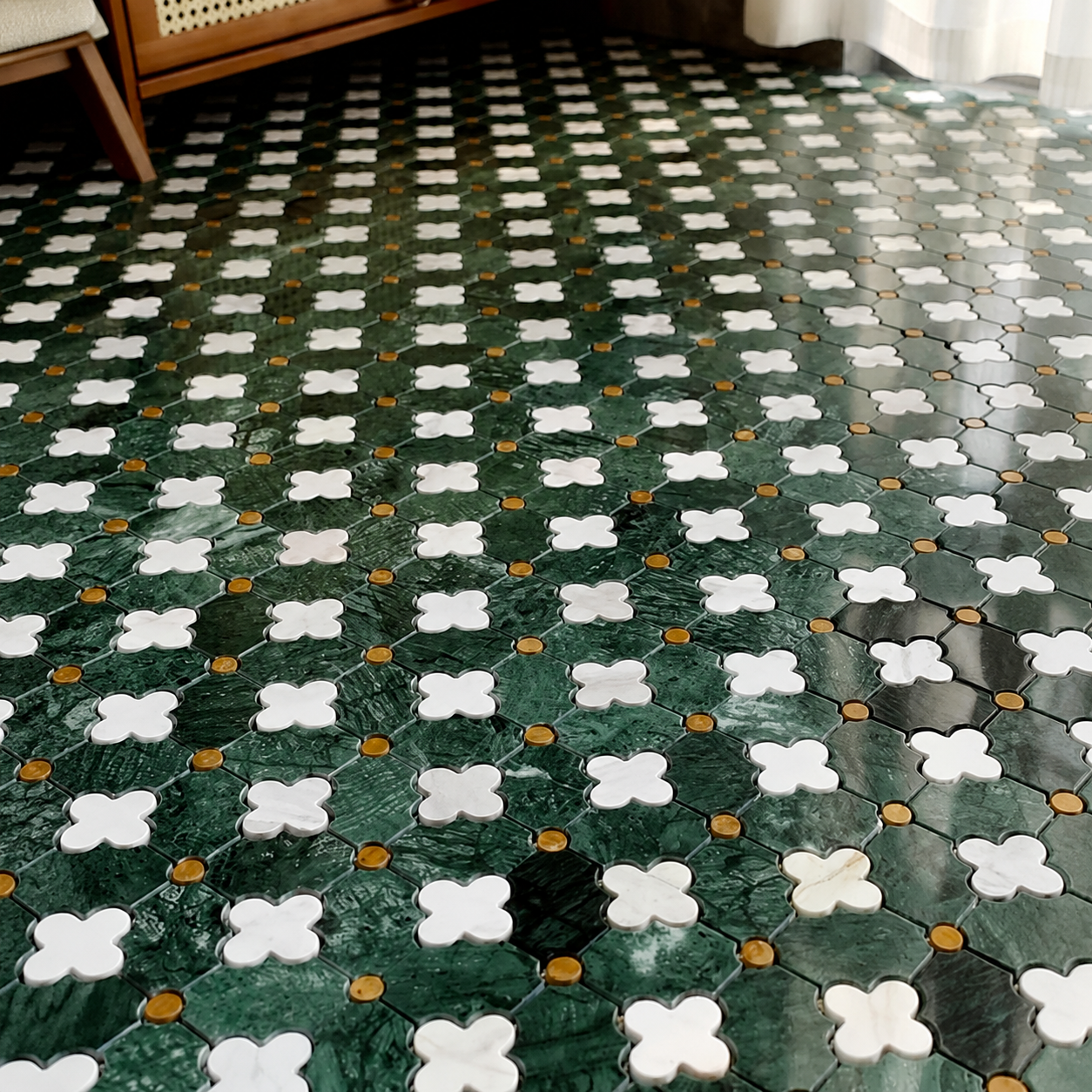 French Vintage Stone Plum Blossom Mosaic Tile 300x300mm - GR.Mosaic