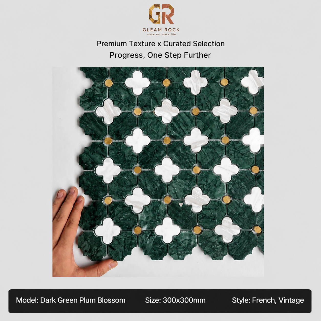 French Vintage Stone Plum Blossom Mosaic Tile - SKU 1 - GR.Mosaic