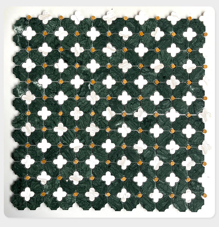French Vintage Stone Plum Blossom Mosaic Tile Application - GR.Mosaic