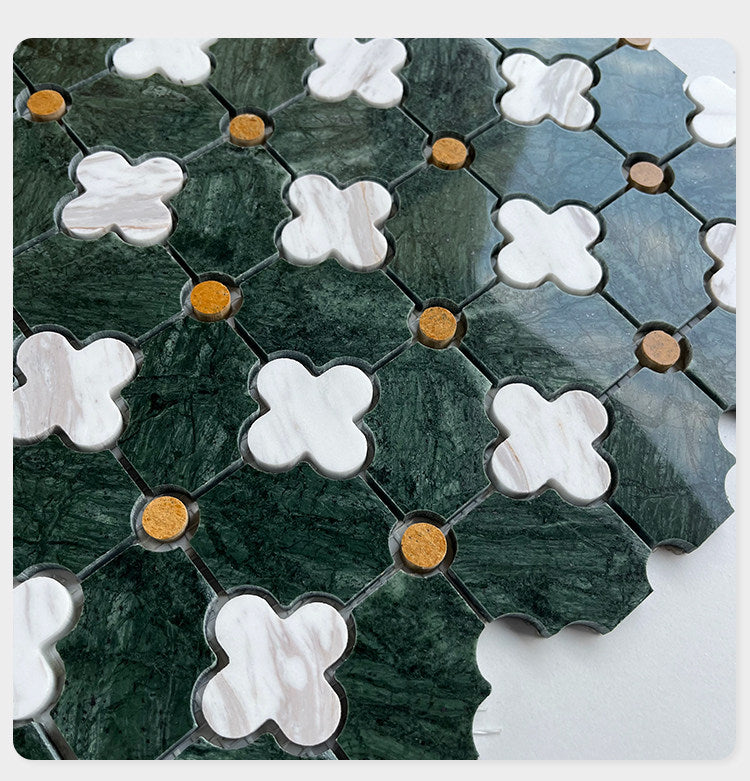 French Vintage Stone Plum Blossom Mosaic Tile Application - GR.Mosaic