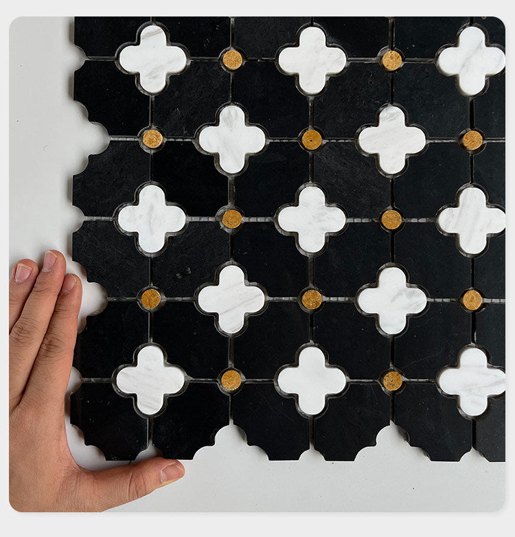 French Vintage Stone Plum Blossom Mosaic Tile Application - GR.Mosaic