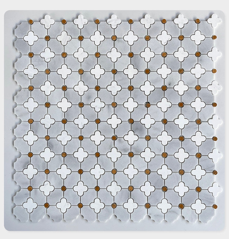 French Vintage Stone Plum Blossom Mosaic Tile Application - GR.Mosaic