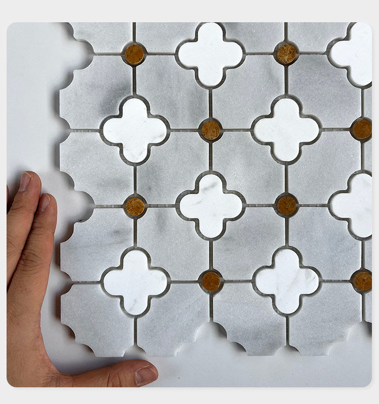 French Vintage Stone Plum Blossom Mosaic Tile Application - GR.Mosaic