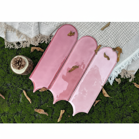 Feather Ceramic Tiles 90x308mm - Per Square Meter - Pink Finish - YM930-02 - GR.Mosaic Decorative Pattern (View 1)