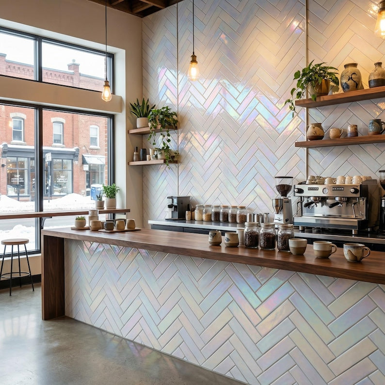 Vibrant Rainbow Iridescent Subway Tile